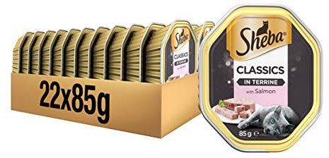 Sheba Classics Cat Food Trays Salmon in Terrine, 85 g (Pack of 22)