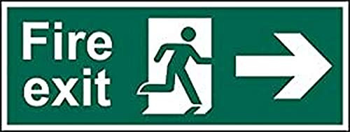 Fire Exit Running Man Arrow Right Sign - Fire Safety - Self-Adhesive PVC - 400mm x 150mm