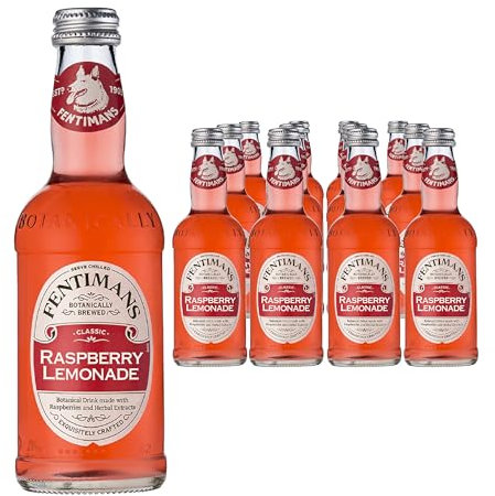 Fentimans Raspberry Lemonade - Botanically Brewed Soft Drink - Exquisitely Crafted & Refreshing Soft Drinks Soft Drinks - Gluten-Free and Vegan Friendly Soft Drinks - 12 x 275ml Bottles