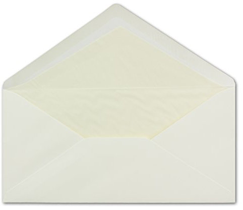100 DIN Lang Briefumschläge champagner-farben 11 x 22 cm 80 g/m² cremefarbenes Seidenfutter Nassklebung - ideal für Weihnachtskarten, Grußkarten & Einladungen