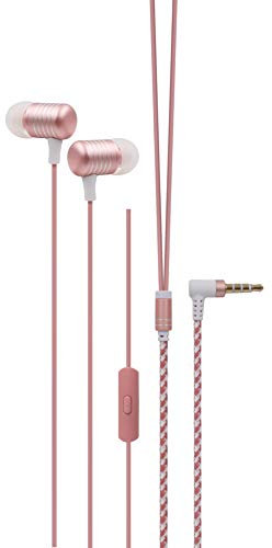 Bioxar I100 Pink In Ear Kopfhörer, Ear Ohrhörer Stereo Headset Earphones mit Ohrstöpseln und Mikrofon für iPhone, Android Smartphones und MP3 Player