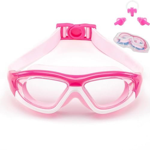 Lunettes de natation polarisées à grande monture pour enfants, filles et garçons (6 à 15 ans), masque de plongée polarisé de qualité supérieure, anti-buée, sans fuite, protection UV, étui gratuit,