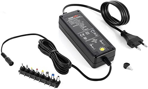 Poppstar Alimentador Universal (6 V, 7,5 V, 9 V, 12 V - 5 A) (13,5 V, 15V - 3,8 A) (16 V - 3,5 A) con 8 Conectores y LED, Cable eléctrico 2,5m
