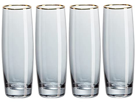 Root7 R7BGSLPRO4 Black & Gold Stemless Set | Tinted Borosilicate Champagne Flutes, Cocktail Glasses, Prosecco Gift Set of 4, 175ml, 175 milliliters