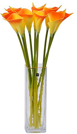 cn-Knight 12pcs Künstliche Calla Lilien,50cm Langer Stiel Arum Lilie,für Heimdekoration,Tafelaufsätze Blume,Hochzeit,Braut DIY Blumenstrauß,Einweihungsfeier,Orange