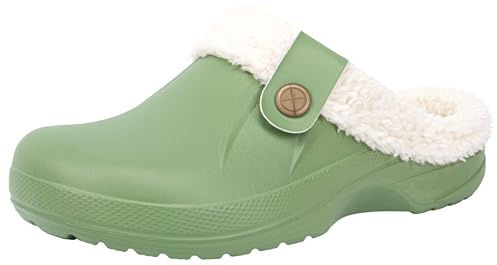 ChayChax Femme Hiver Sabots Fourrées Homme Pantoufles Chaud Peluche Chaussons Maison Imperméables Chaussures de Jardin Intérieur et Extérieur