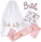 AIBAOBAO Bride to Be Schärpe & Schleier Set - Frauen Junggesellinnenabschied Accessoires Weiß - Braut JGA Rosegold Tiara Stirnband - Hochzeit Fotorequisiten & Spiele Zubehör für Bachelorette Party