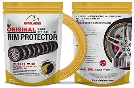 Rimblades Ultra NEU 2022 universal FELGENSCHUTZ & STYLING Felgenschutzring Alu Felgen Ringe Felgenrandaufkleber Felgenstyling Felgenhornschutz Rim Protector Guard Ringz (Gelb)