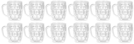 Alomejor 12 Pièces Mini Chopes à Bière Simulation Verre Cristal Clair 1.4 Cm Mini Verres à Bière Ensemble Modèle de Bière pour la Fête de Maison de Poupée Poupées et Jouets rembourrés
