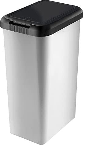 Tontarelli 45L Moda Swing & Lift Silver Bin - Metal Effect - 2 in 1 Unique Lid