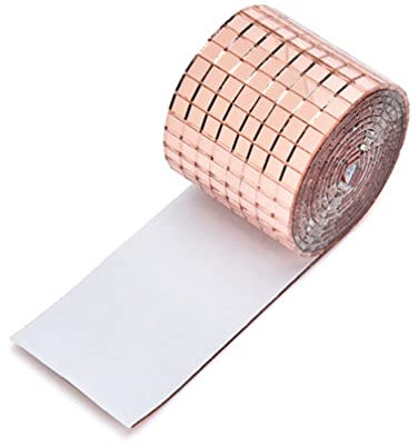 SYNYEY Piastrelle per mosaico, quadrate, autoadesive, in vetro per cucina, bagno, piastrelle, fai da te, 4 x 100 cm (oro rosa)