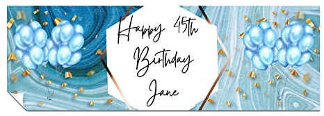 Personalised Birthday Banner, Add Name and Age, Blue Gold Party Poster | Happy Birthday Wall Decoration for Women, for Men, Heavyweight Paper, Vivid Print, Custom 3ft x 1ft, Him or Her