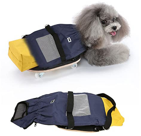 Tnfeeon Hunderollstuhl für Hunde, Haustierrollstuhl aus Verbundplanke für Gelähmte Hunde mit Oxford-Stoff-Hundespielzeugtasche für Kleine Hunde und Katzen (L (geeignet für 6,5-9 kg/14,3-19,8 lb))