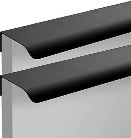 Furniture Handle Aluminum Alloy Invisible Handle Wardrobe Kitchen Cabinet Handles Finger Edge Pull DrawerHandles Black 2 Pieces (Overall Length 500mm)