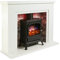 Endeavour Fires Farlington - Stufa a legna da ardere, con attacco bianco sporco da 100 cm, faretti a LED con effetto fiamma realistica da 2 kW con telecomando (piano bianco/mattoni rustici)
