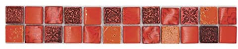 Mosaik Borde rot Retrooptik Transluzent Resin glänzend Quadrat Wand Küche Bad