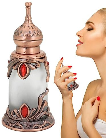 DISPRA Botella de perfume vintage – Botella de vidrio vacía recargable de 15 ml – Botella de perfume antigua portátil de viaje para perfumes, aceites