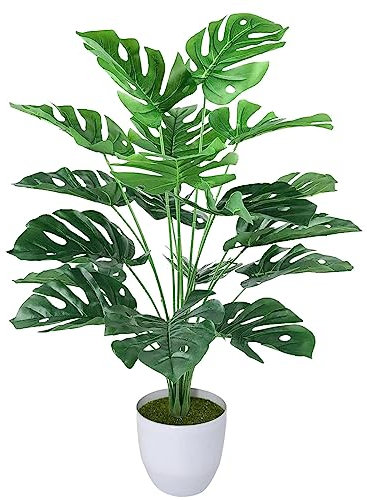 AIVORIUY Fake Plants Large Artificial Tree Monstera Faux Areca Palm Plants in Pot Tall for Floor Home Office House Farmhouse Bedroom Living Room Decor Modern Decoration Housewarming Gift Green 75cm