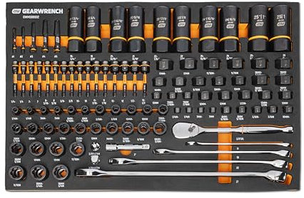 GearWrench 97 Piece 1/4”, 3/8”, 1/2” Drive Bolt Biter Mechanics Tool Set in Foam Storage Tray - GWMSBBS02