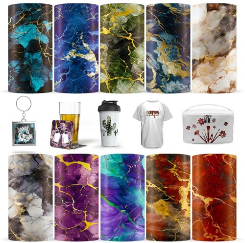 LUCKIGUCK Infusible Transfer Ink Sheets 10 Stück/Set, Marble Vorgedrucktes gefärbtes Sublimationspapier 30.5x30.5CM Eisen auf T-Shirt und Tasse