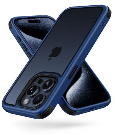 MobNano Ultra Hybrid Durchsichtig Hülle für iPhone 15 Pro Max Hülle Stoßfest Bumper Transparent Handyhülle Shockproof Fallschutz Silicone iPhone 15 Pro Max Case - Titan Blau