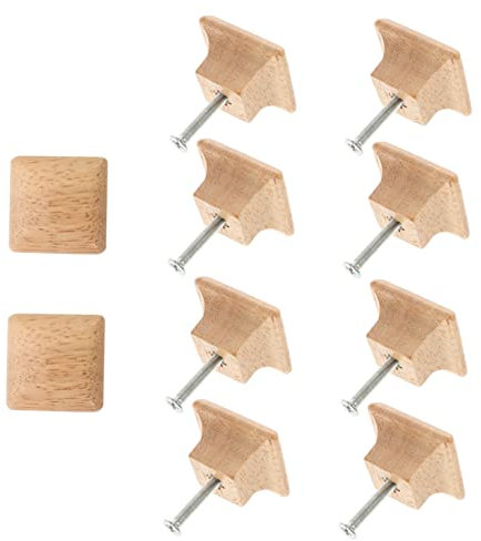 Gadpiparty 10pcs Handle Wooden Knobs Cabinet Knobs Square Door Knobs Wooden Door Knobs Chest of Drawers Knobs Farmhouse Knobs Single Hole Wooden Cabinet Decorative Wood Cupboard Barn Door