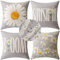 MIULEE Pack of 4er Kissenbezüge Outdoor wasserdichte Leinen Kissen wasserdichte Kissenbezug Gedruckte kissenhülle Für Zelt Park Bett Sofa Stuhl Schlafzimmer Dekorativ Balkon 40x40cm Grau Blümchen