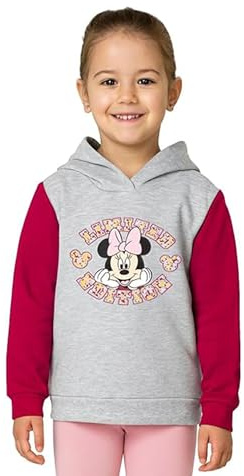 United Labels Disney Minnie Mouse Pullover mit Kapuze für Mädchen, Grau, Hoodie, Sweatshirt, Kapuzenpullover für Kinder
