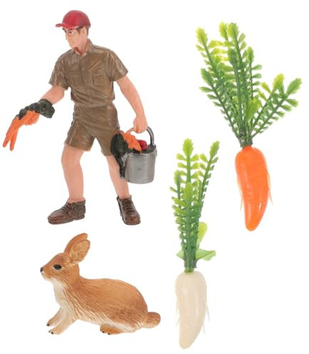 Toyvian 1 Satz Modelle Von Nutztieren Häschen-puppenhaus-Spielzeug Mini-scheunenbauernspielzeug Stellen Sie Sich Vor, Sie Spielen EIN Miniatur-hasenfiguren Ornamente Karotte Kind Plastik