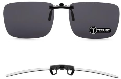 TERAISE Polarisierte Sonnenbrille Clip über Brillen Blendschutz UV400 clip on sonnenbrille für Männer Frauen Fahren (Schwarz)