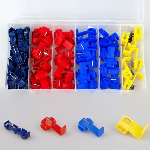 65 Pcs Solderless Quick Splice Wire Connectors, Scotch Lock Snap Electrical Wire Connector, Insulated Electrical Wire Crimp Connectors Terminal Joint 22-10 AWG