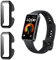 Funrae Funda Compatible con Huawei Band 10/Band 9/Band 8 [2 Piezas], Carcasa Protector Duro PC Marco Con Cristal Templado Protector de Pantalla Anti-Choque Parachoques Anti-Arañazos Case Cover - Negro