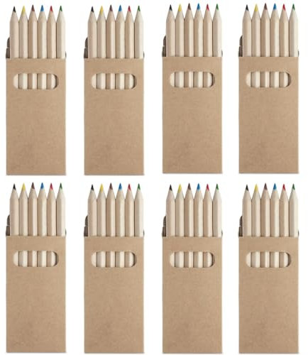 AEIOPRS Set di 8 scatoline con 6 matite colorate ciascuna Piccolo regalo per i bambini contro la noia Regalino di compleanno Festa per bambini Set di matite colorate