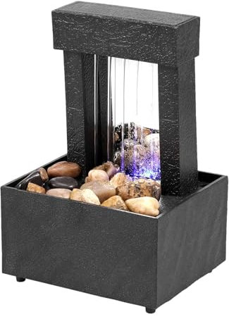 Nuyhgtr Fontana portatile da tavolo a cascata da tavolo, nera, da tavolo, fontana da meditazione Feng Shui Zen
