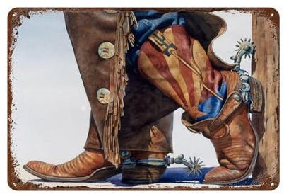 Cowboy Boots Antik Blechschild West Cowboy Code Retro Vintage Metallschild S Wanddekoration Cowboy Code Poster für Pub Club Cafe Bar Home Wandkunst Dekoration Poster，15 x 30 cm （6 x12 Zoll）-509