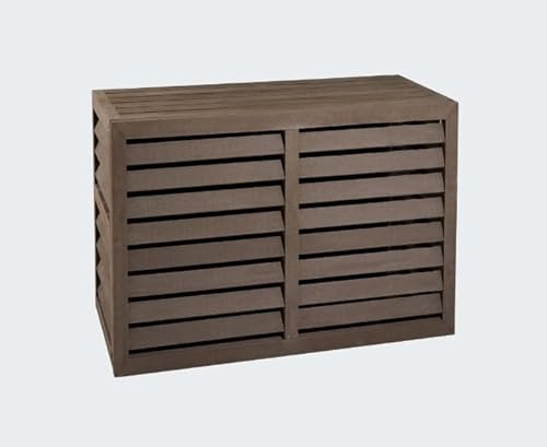 EVOLAR Evo-Cover Cache Climatiseur Exterieur - Housse Pompe a Chaleur extérieur - Ecran Unité de Climatisation en WPC Ajouré pour Jardin, Balcon, Terrasse - Small, Gris noyer