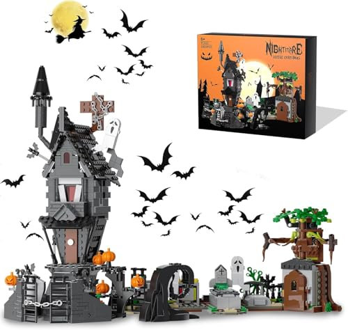 QLT Halloween Haus Haunted Mini Klemmbausteine Bausteine,Halloween Christmas Spielzeugset, Mädchen und Jungen 6-12 1092 PCS
