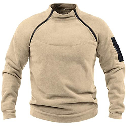 Pullover in pile | Giacca militare da uomo in pile | Calda felpa tattica da combattimento con cerniera | Pullover militare antivento maglione sportivo per pesca escursionismo maglione invernale in