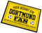 Herzbotschaft Fußmatte für Fußball Fans | Türmatte mit Spruch | 60x40cm | Hier wohnt EIN Dortmund Fan - Betreten an Spieltagen auf eigene Gefahr! | für innen und außen | Vorleger für die Haustür/Flur