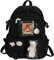 Modaworld Sac à dos Kawaii pour L'école, Sac à dos Mignon avec Accessoires Kawaii, Broche et Pendentif,Animal en Peluche (Black)