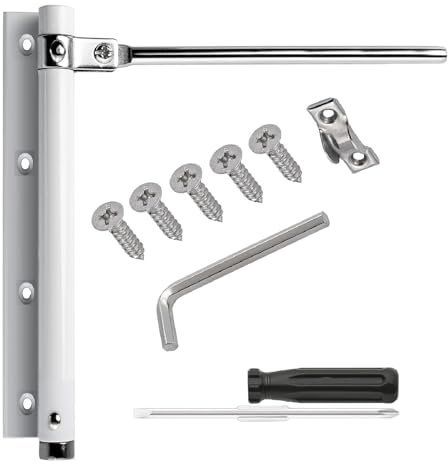 Cierrapuertas Automático,Cierre Automático Ajustable,Cierra Puertas Automático de Acero Inoxidable con Tornillos y Llave de Allen,Türschließer,Stangentürschließer,Automatik Türfeder (Blanco)