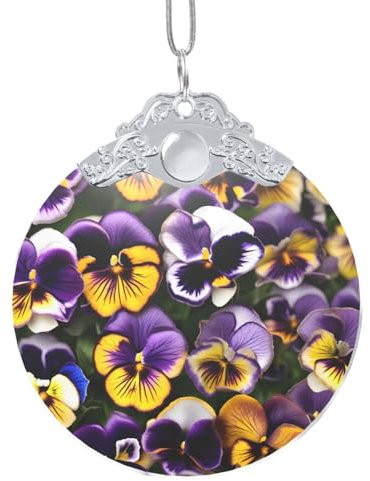 TTYDOKLA Pansy Perfection Print Print Round Handmade Jewelry Glass Pendant,Versatile Indoor Pendant,Stylish Christmas Decoration
