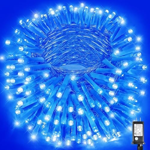 wisdom line LED Lichterkette für Innen und Außen, 8 Beleuchtungsmodi, 12m Kabel, Kaltweiß (Blau, 180LED)