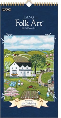 Lang Companies, Lang Folk Art 2026 Vertikaler Wandkalender, 20,3 x 40,8 cm, 12-Monatskalender mit gehefteter Bindung