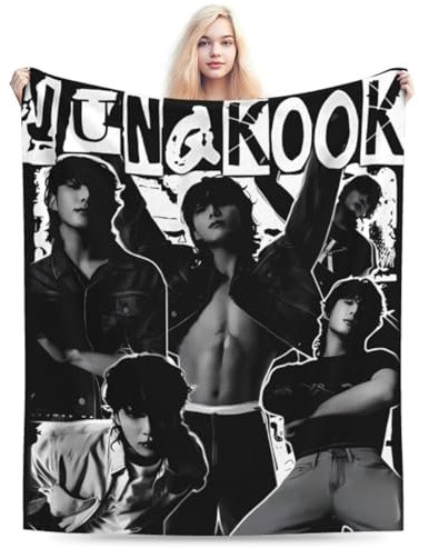 Foursssve Jungkooks Decke, weich, warm, Flanell, Überwurfdecken für Wohnzimmer, Zuhause, Sofa, Schlafzimmer, Büro, 101,6 x 76,2 cm