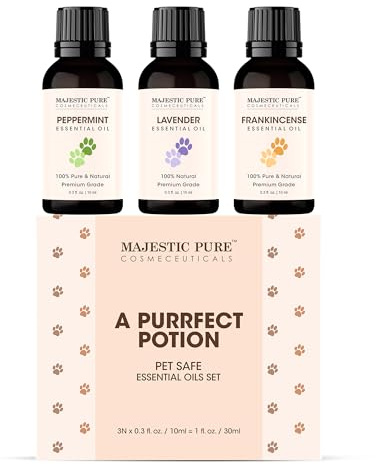 Majestic Pure, Pet Essential Oil | Set of 3 (30 ml) | Pet Friendly and provides peaceful atmosphere | Lavender, Peppermint, Frankincense