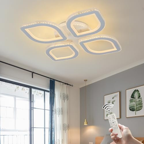 GaoHX Deckenlampe Modern LED Deckenleuchte, Kinderzimmer Lampe Decke, Deckenleuchte Dimmbar 3000-6000K, Wohnzimmerlampe Modern mit Fernbedienung, Deckenlampe Weiß für Schlafzimmer Kochnische(B)