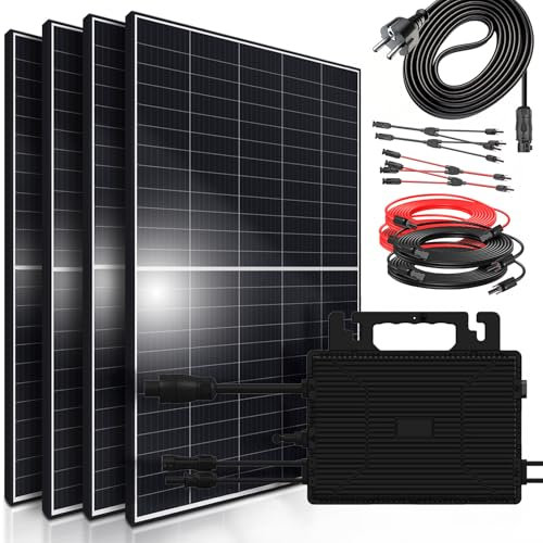 SUNNIVA® 1800W Balkonkraftwerk 800W komplett Steckdose - Astro Energy 800W Wechselrichter - PV Solaranlage Komplettset - 4x 450W (1800W) Solarmodule - inkl. 5m Kabel - Bluetooth, WIFI