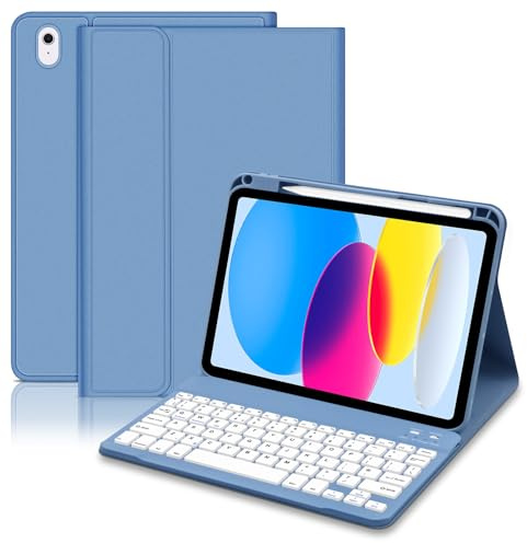 Hofsos Case with Keyboard for iPad A16 11th Generation 2025 11 inch, UK layout Keyboard Case for 10th Gen 2022 10.9 inch-Magnetic Detachable Keyboard Cover and Pencil Holder for iPad 11/10 Gen, Blue