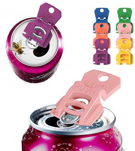 CanGuard 6-Pack Can Opener – Easy Open Drink Tab Toppers&Can Covers for Soda, Beer, Coke Shields From Bugs, Dust at the Party,Camping, BBQ– Colorful Can Lids
